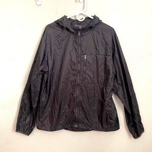 Eddie Bauer Mens M Windbreaker Hooded full zip Packable phone Mesh pockets